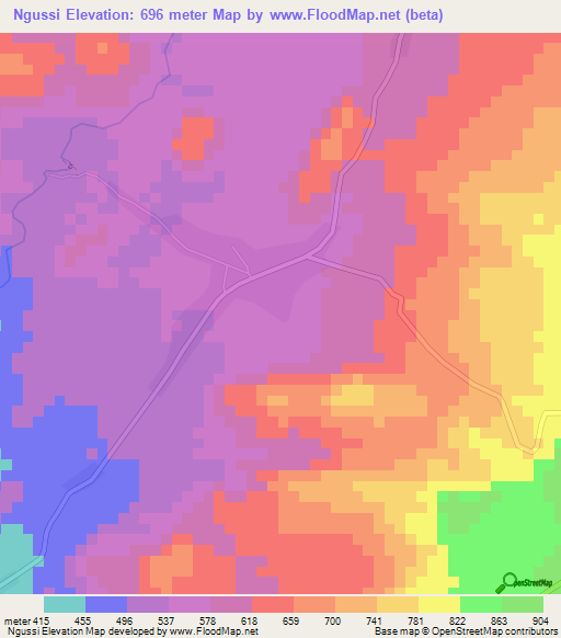 Ngussi,Cameroon Elevation Map