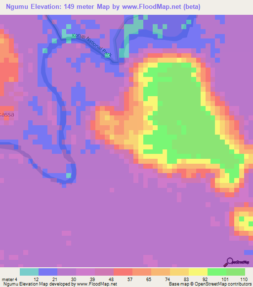 Ngumu,Cameroon Elevation Map