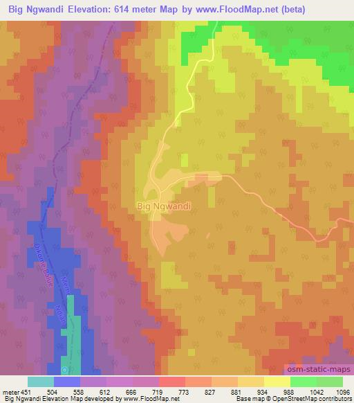 Big Ngwandi,Cameroon Elevation Map