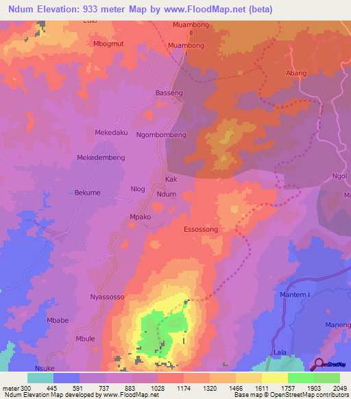 Ndum,Cameroon Elevation Map