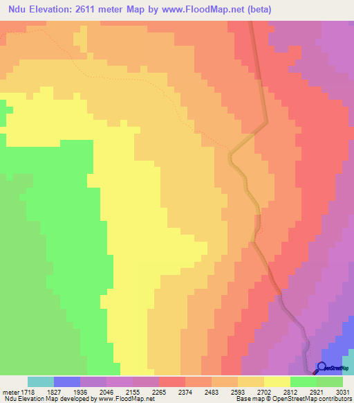 Ndu,Cameroon Elevation Map