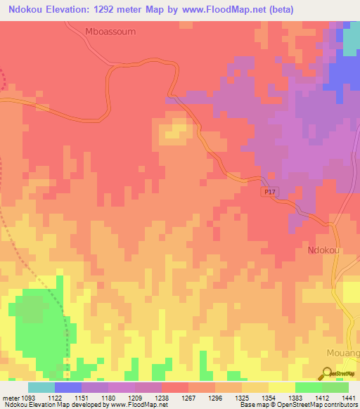 Ndokou,Cameroon Elevation Map