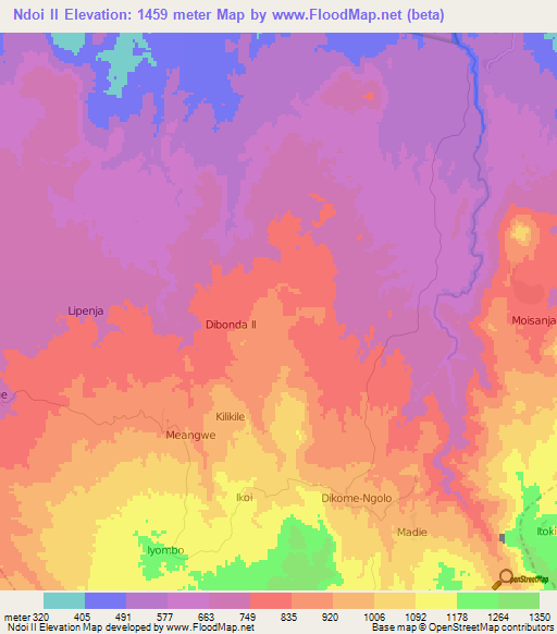 Ndoi II,Cameroon Elevation Map