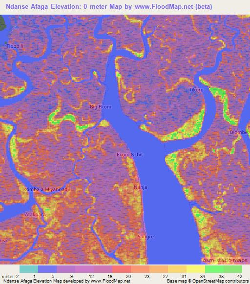 Ndanse Afaga,Cameroon Elevation Map