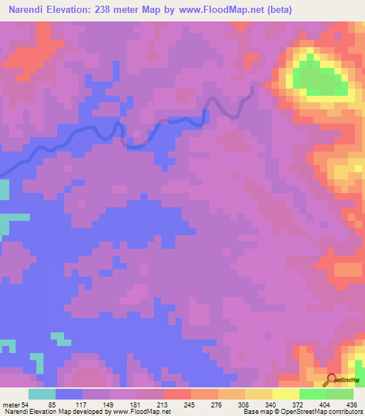 Narendi,Cameroon Elevation Map