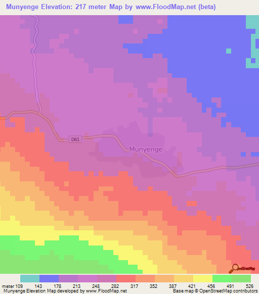 Munyenge,Cameroon Elevation Map