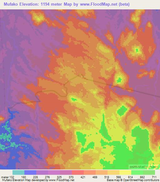 Mufako,Cameroon Elevation Map