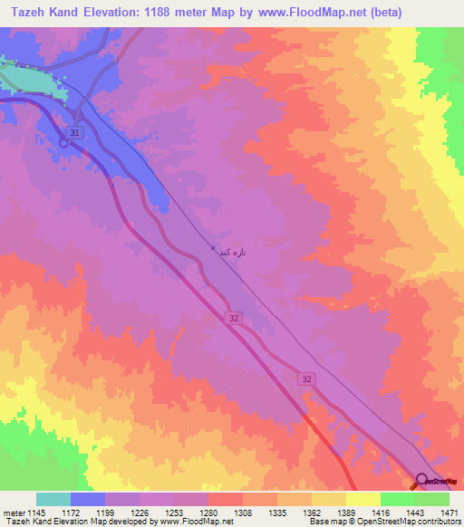 Tazeh Kand,Iran Elevation Map