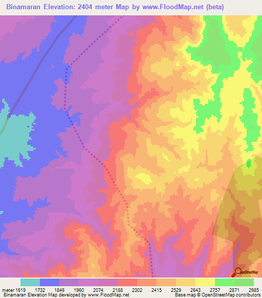 Binamaran,Iran Elevation Map