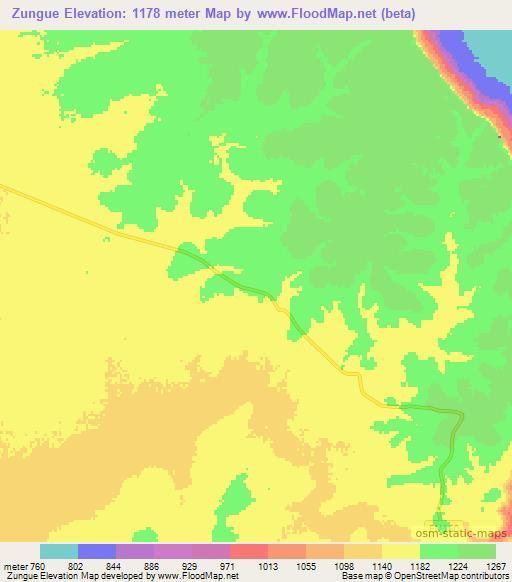 Zungue,Angola Elevation Map