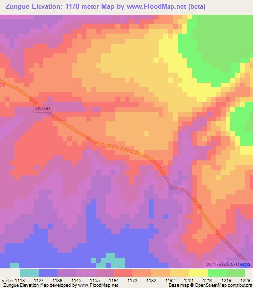 Zungue,Angola Elevation Map