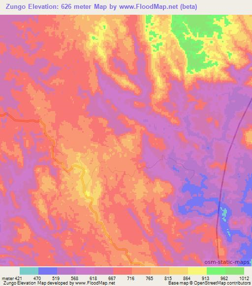 Zungo,Angola Elevation Map