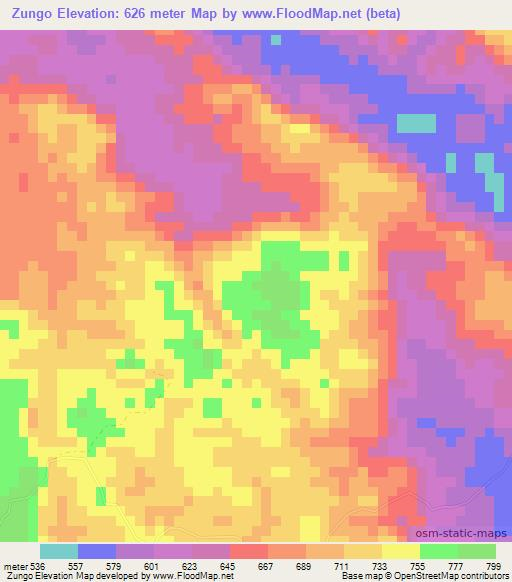 Zungo,Angola Elevation Map