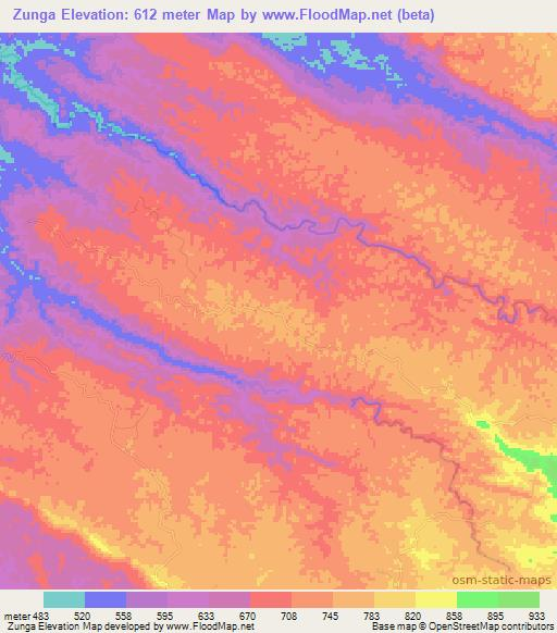 Zunga,Angola Elevation Map