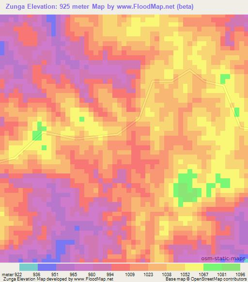 Zunga,Angola Elevation Map