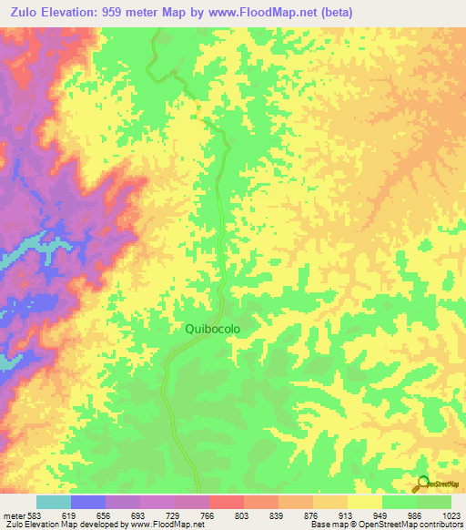 Zulo,Angola Elevation Map
