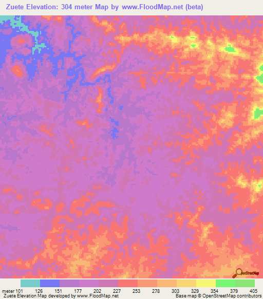 Zuete,Angola Elevation Map