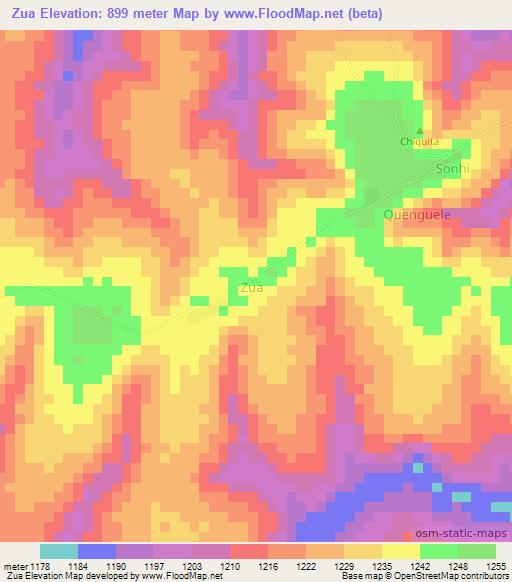 Zua,Angola Elevation Map