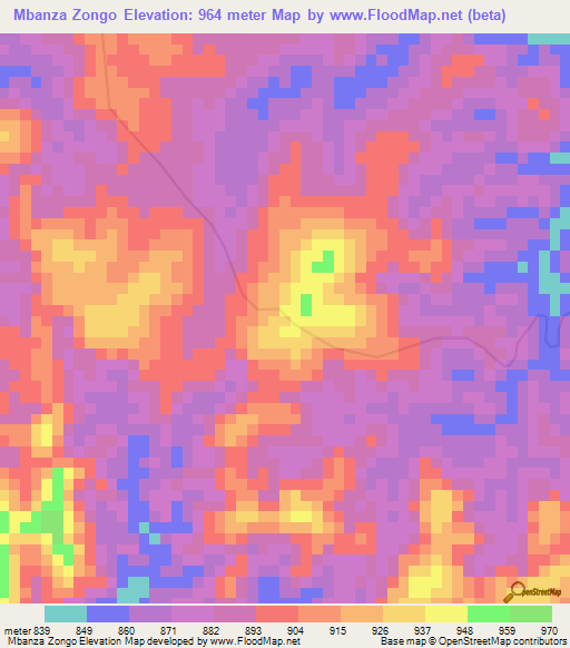 Mbanza Zongo,Angola Elevation Map