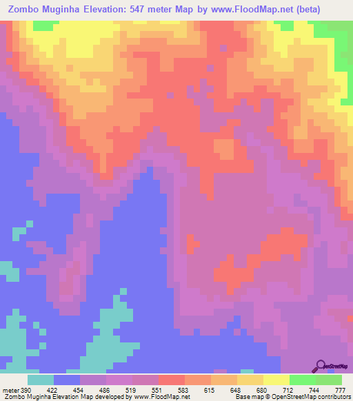 Zombo Muginha,Angola Elevation Map