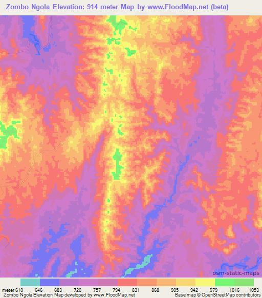 Zombo Ngola,Angola Elevation Map