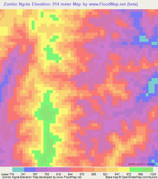 Zombo Ngola,Angola Elevation Map