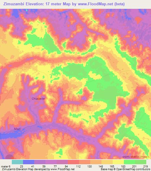 Zimuzambi,Angola Elevation Map