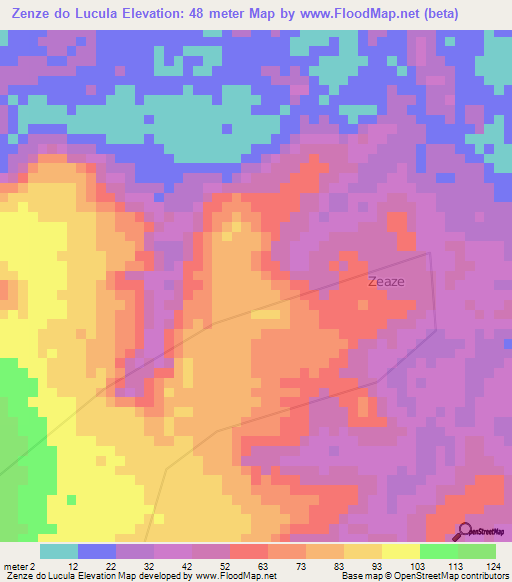 Zenze do Lucula,Angola Elevation Map
