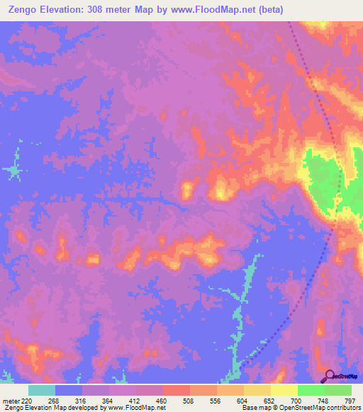 Zengo,Angola Elevation Map