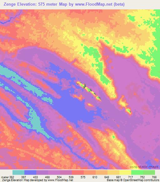 Zenge,Angola Elevation Map