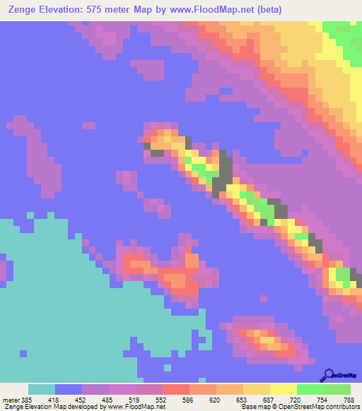 Zenge,Angola Elevation Map