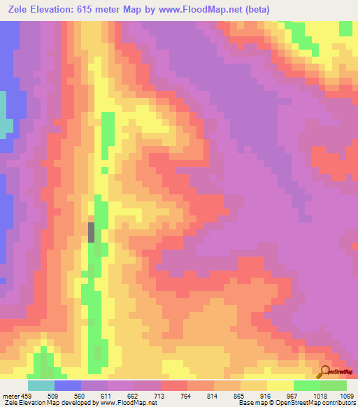 Zele,Angola Elevation Map