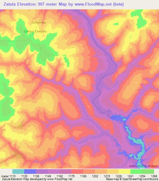 Zatula,Angola Elevation Map