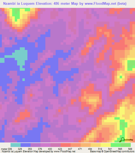 Nzambi ia Luquem,Angola Elevation Map