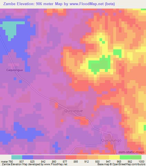 Zambe,Angola Elevation Map