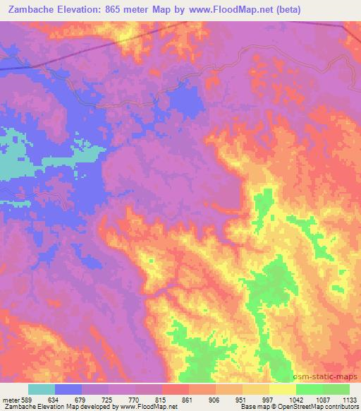 Zambache,Angola Elevation Map