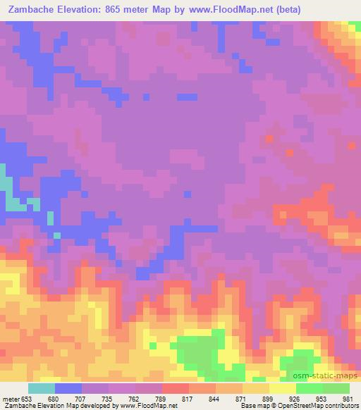 Zambache,Angola Elevation Map