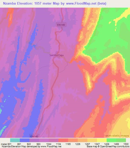 Nzamba,Angola Elevation Map
