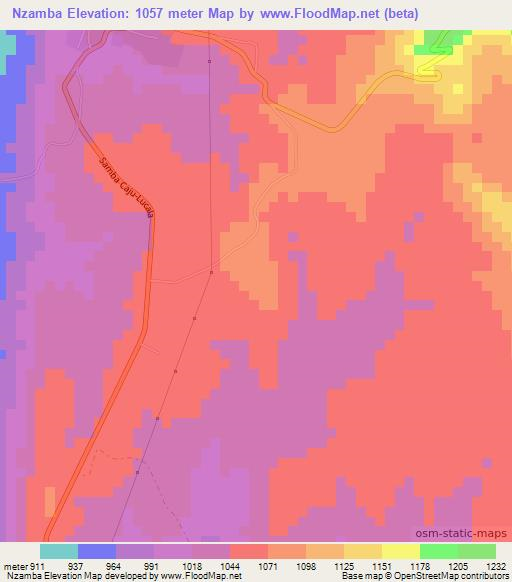 Nzamba,Angola Elevation Map