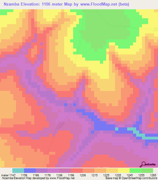Nzamba,Angola Elevation Map