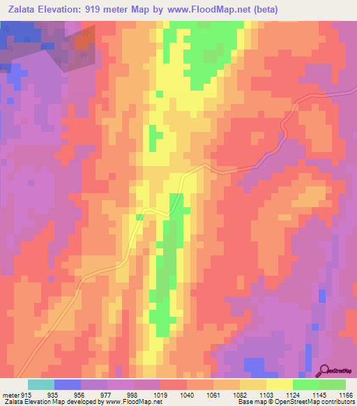 Zalata,Angola Elevation Map