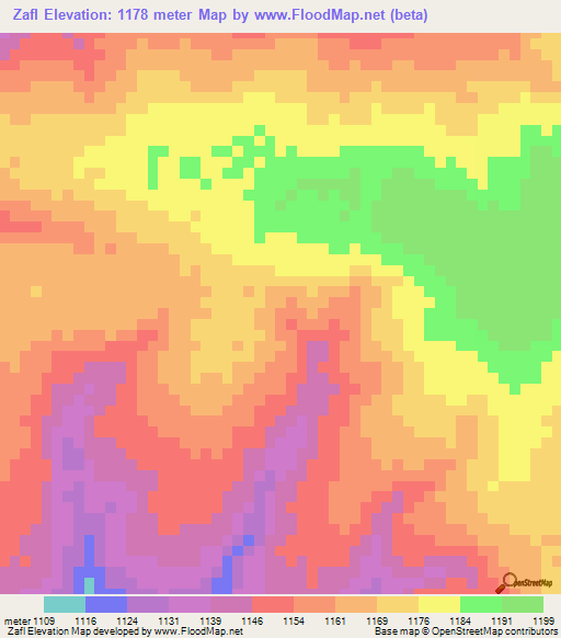 Zafl,Angola Elevation Map
