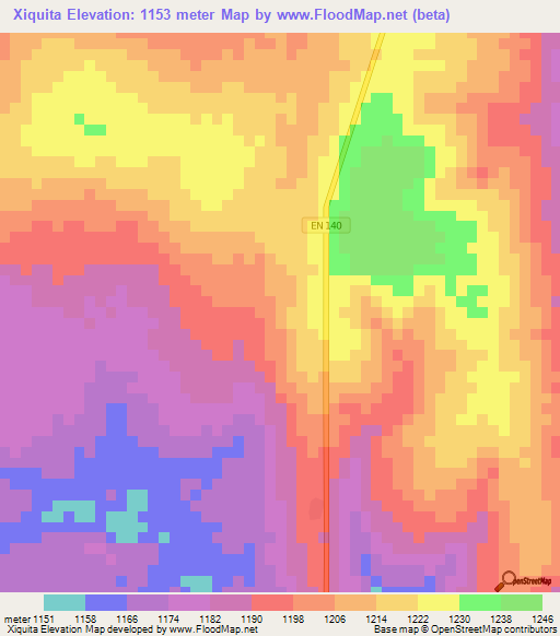 Xiquita,Angola Elevation Map