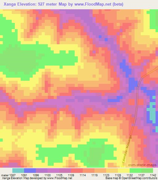 Xanga,Angola Elevation Map