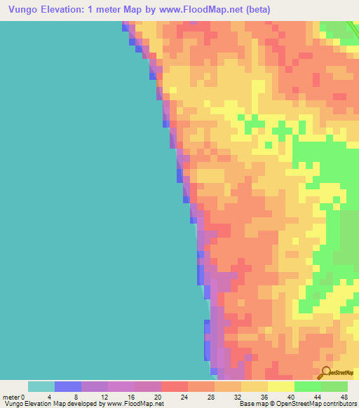Vungo,Angola Elevation Map