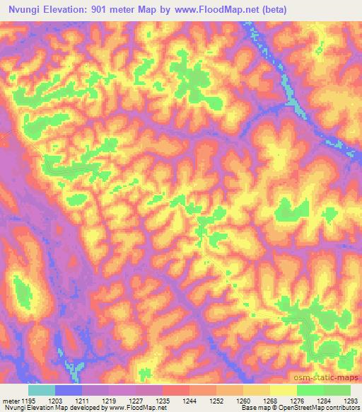 Nvungi,Angola Elevation Map