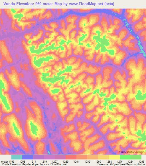 Vunda,Angola Elevation Map