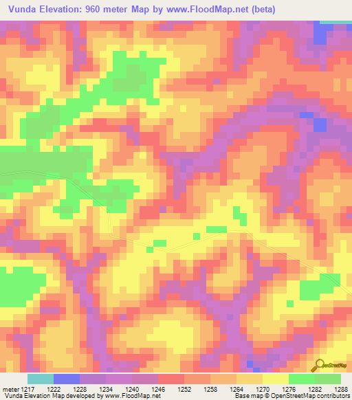 Vunda,Angola Elevation Map
