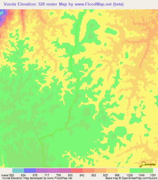 Vunda,Angola Elevation Map