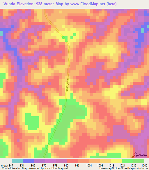 Vunda,Angola Elevation Map